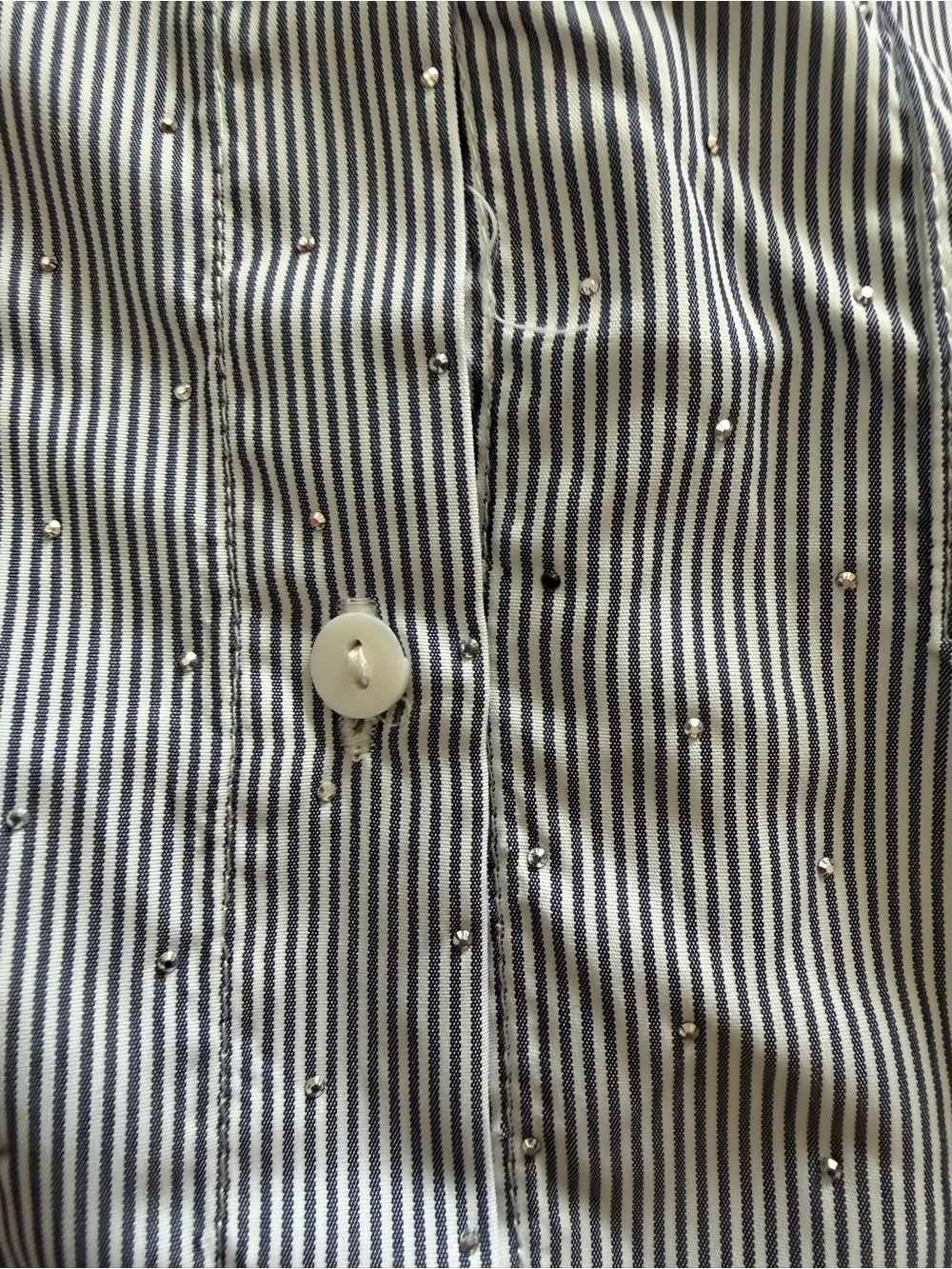 Sioni Rhinestone Striped Button Down Shirt - Picture 2 of 5